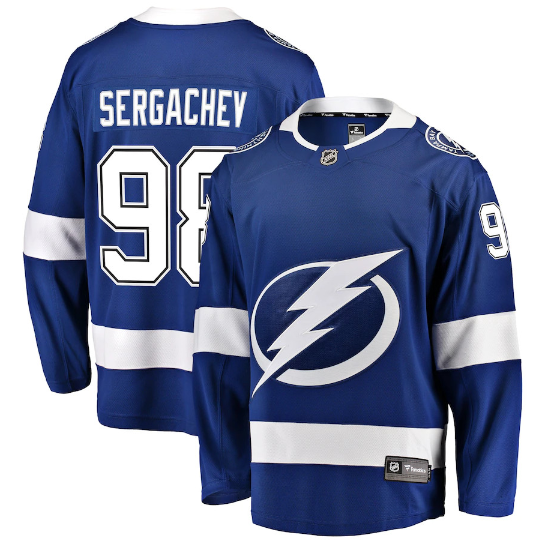 Men's Tampa Bay Lightning #98 Mikhail Sergachev Blue Home Player Stitched Jersey